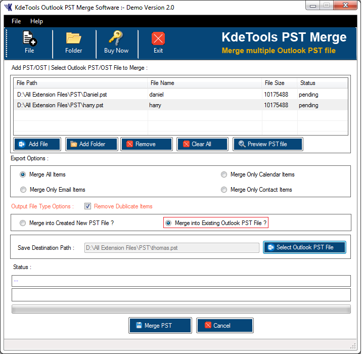 PST Merger Software 2.0 full
